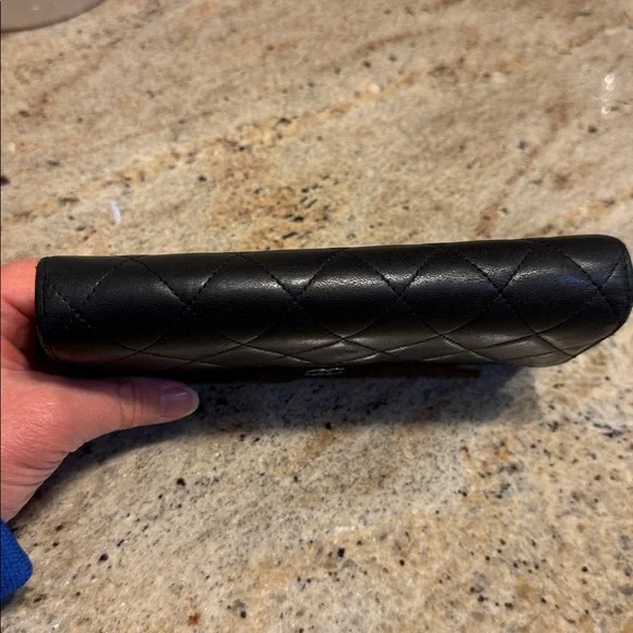 CHANEL Gusset Flap Leather Wallet